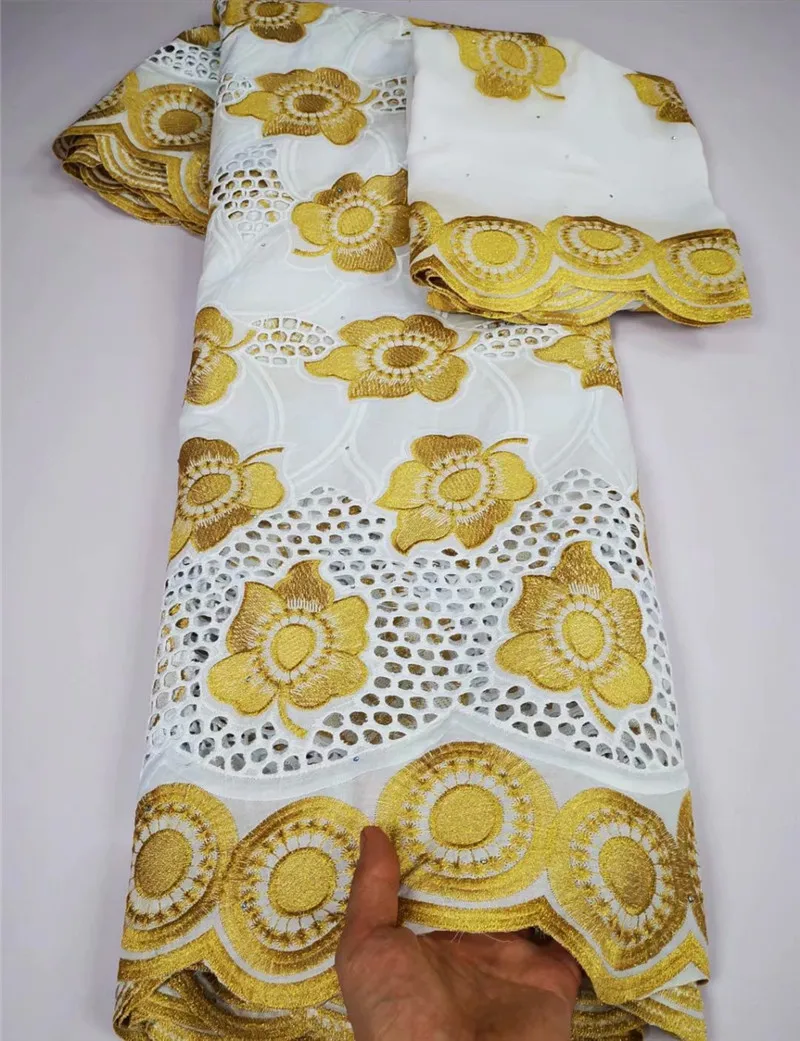 

5+2yards Swiss Voile Lace Fabric 2021 High Quality Lace African Dresses For Wedding Lace Cotton Lace Party Dress F910291