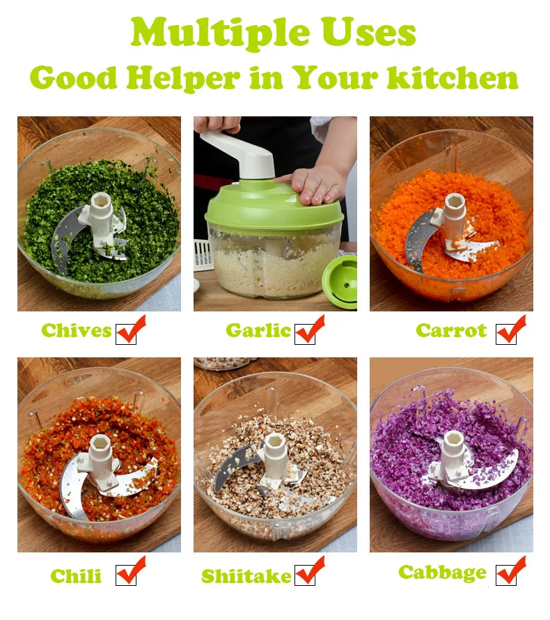 

High Capacity Meat Grinder Multifunction Grater Manual Chopper Vegetable Cutter for Nuts, Garlic and More, Food Processor