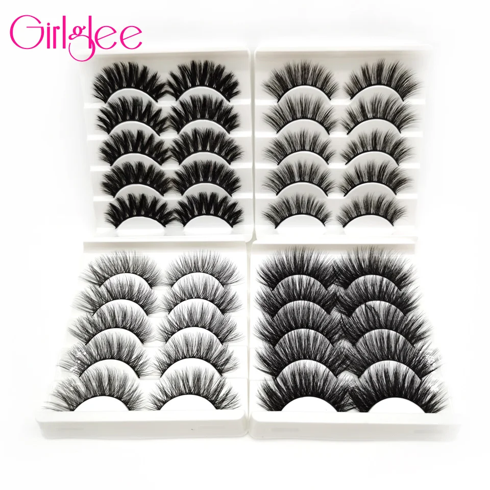 

Fluffy 3D Mink Lashes 5 Pairs Natural False Eyelashes Cruelty Free Makeup Fake Eyelashes Set Volume Hand Made Eyelash Girlglee