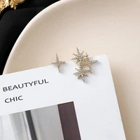 2021 fashion korean star simple asymmetric earrings female crystal classic geometric women stud earrings