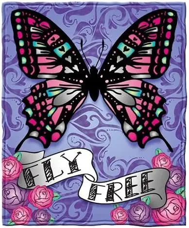 

Dawhud Direct Butterfly Fly Free Fleece Throw Blanket