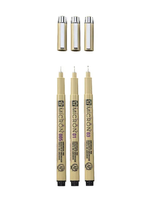 Набор капиллярных ручек Pigma Micron 3 штуки: 0 2 мм 25 35 чёрный |