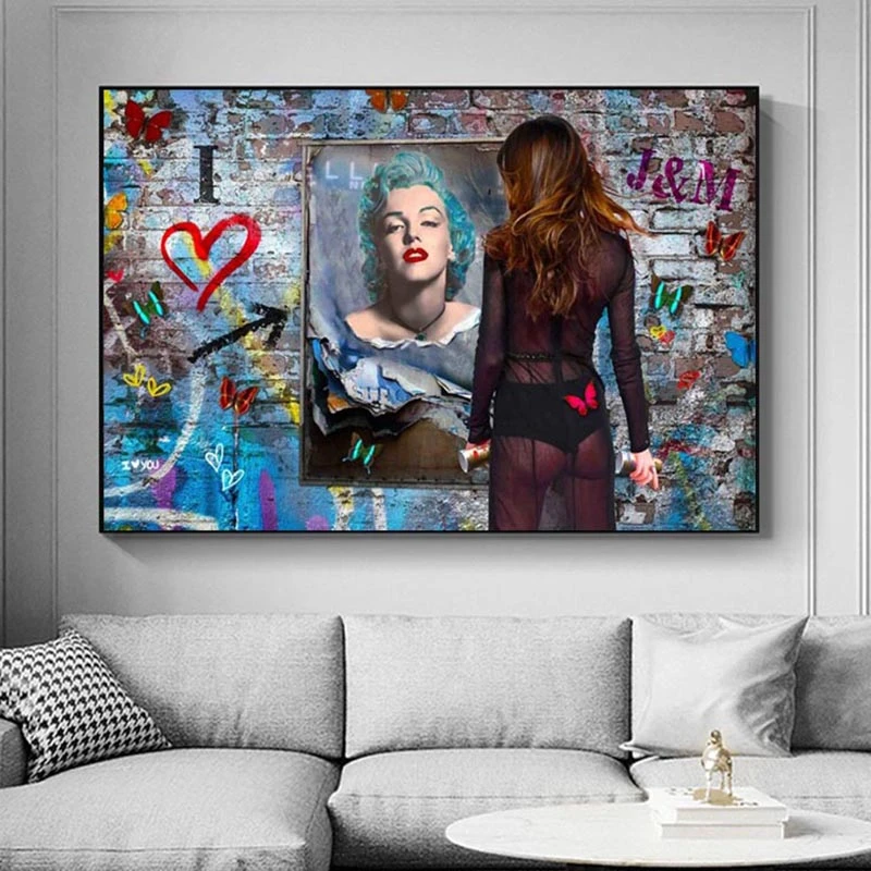 

Modern Monroe Graffiti Artwork Picture On Canvas Prints Street Art Sexy Girl Wall Painting Poster For Home Decor Living Room