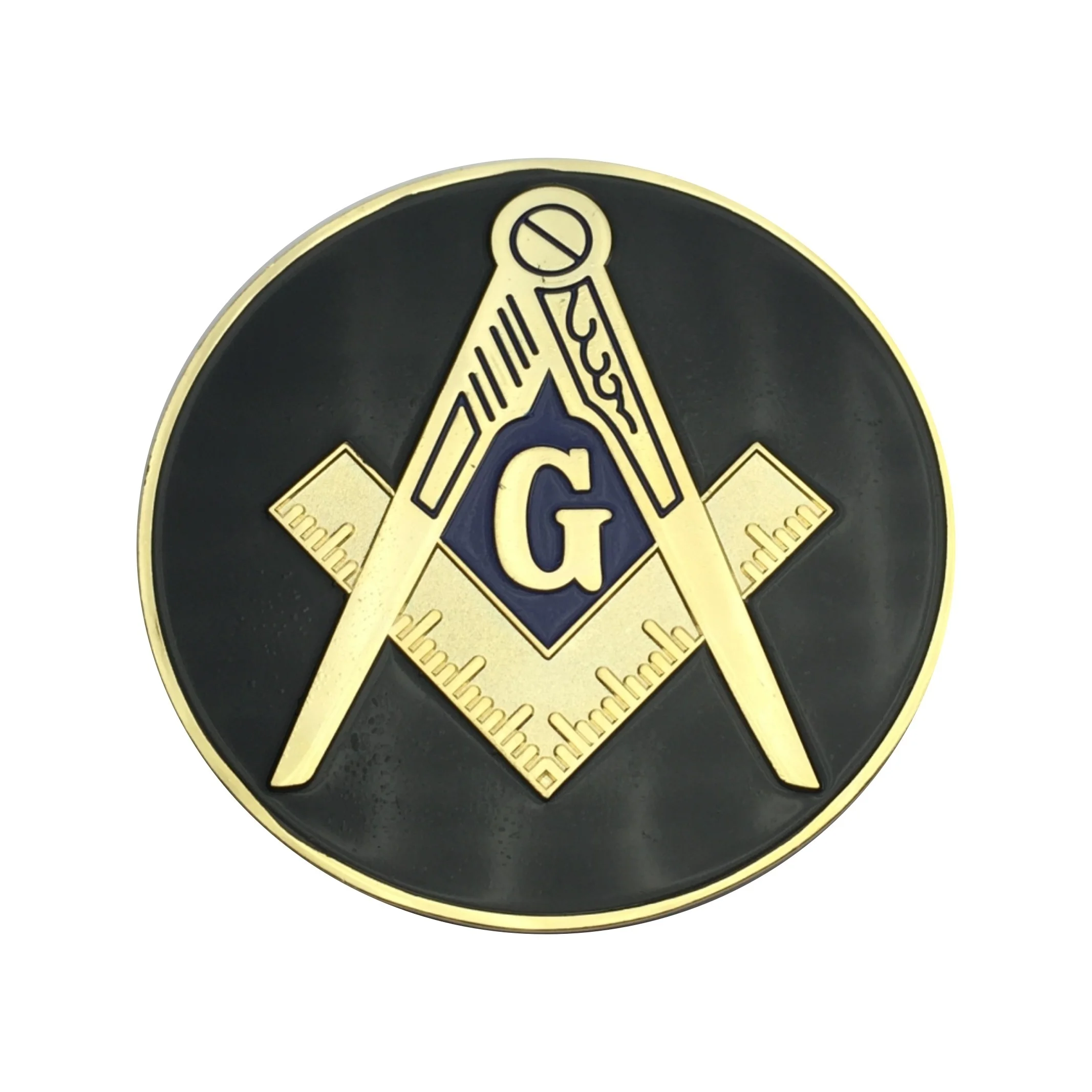 

3" Masonic Car Emblem Gold Plated Aluminum Black Compass And Square G Auto Truck Motorcycle Decal Sticker Badge