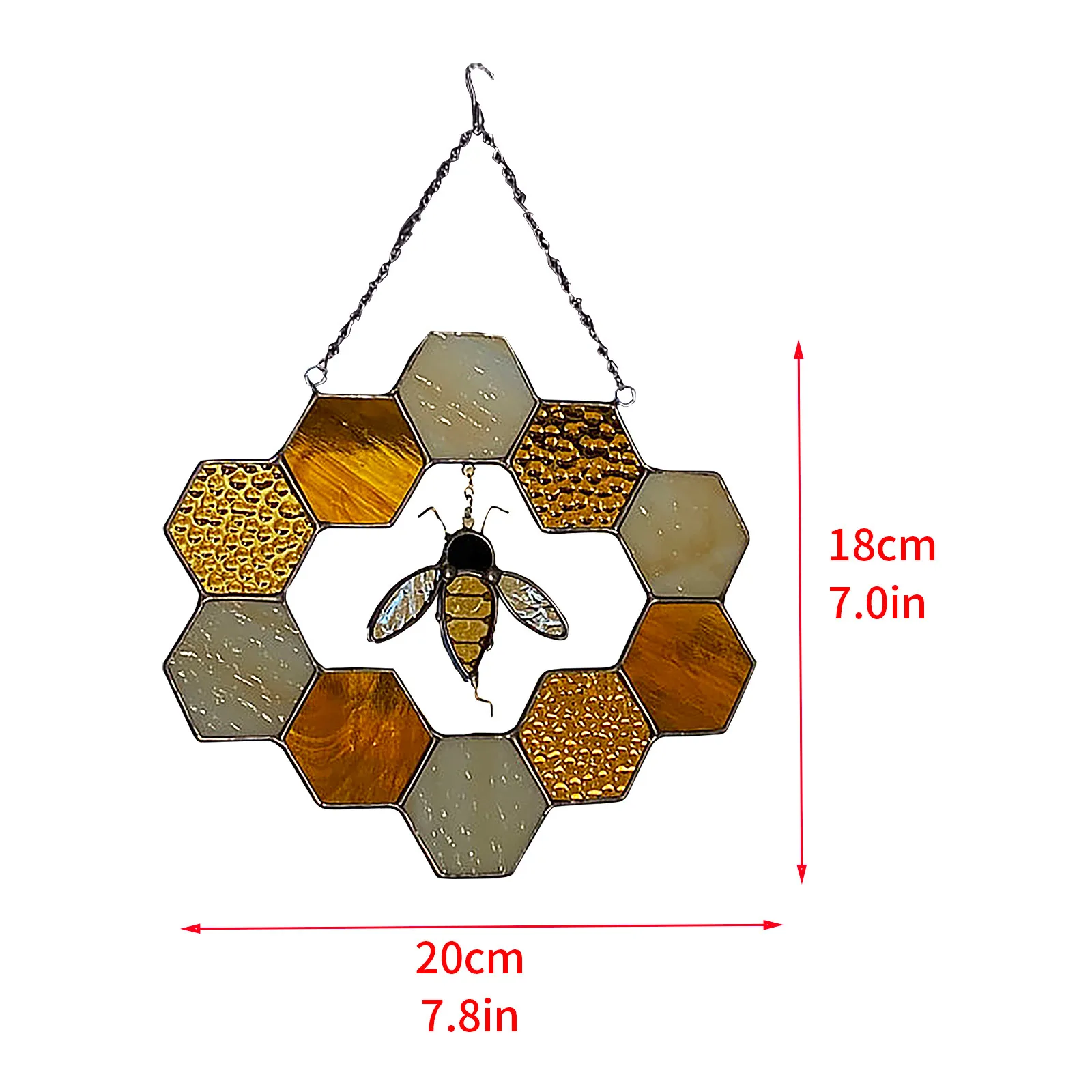 

2021 Wall Decoration Stained Glass Honeycomb With Bumble Bee Charm Suncatcher Hanging Plaques Bar Garden Party Kawaii Decoration