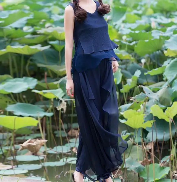

2020 New Women's Ethnic Style Pants Skirt Super Fairy Chiffon Loose Pants Casual Pants