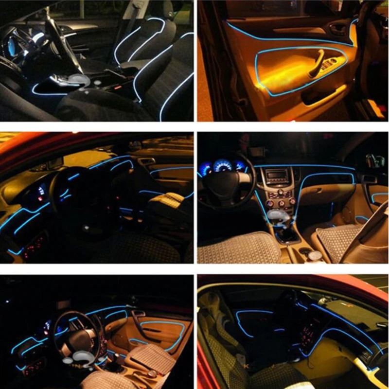 

RGB LED Strips Light APP Bluetooth Control for Car Interior Atmosphere Light Lamp DIY Music 6M Fiber Optic Band