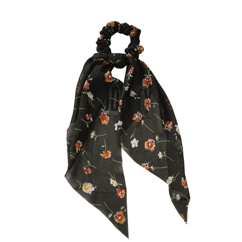 

Fashion Women Bow Streamers Scrunchies Floral Print Elastic Hair Rubber Bands Girls Hair Ties Korean Sweet Hair Accessories