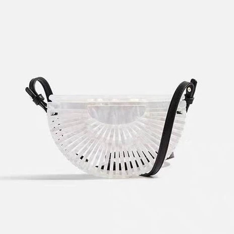 White beads belt DOYUTIG Лето Горячая Распродажа Женская Ручная работа акриловая бамбуковая корзина женский клатч Модные полые праздничные пляжные сумки через плечо F687 - Цвет: White beads belt