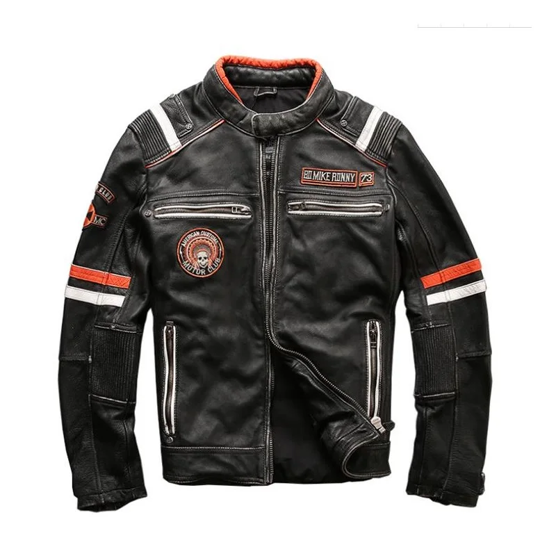 

2020 Men Leather Jacket Retro splicing leather coat Black Male Bomber Motorcycle Biker Man's Coat Autumn Spring Clothes