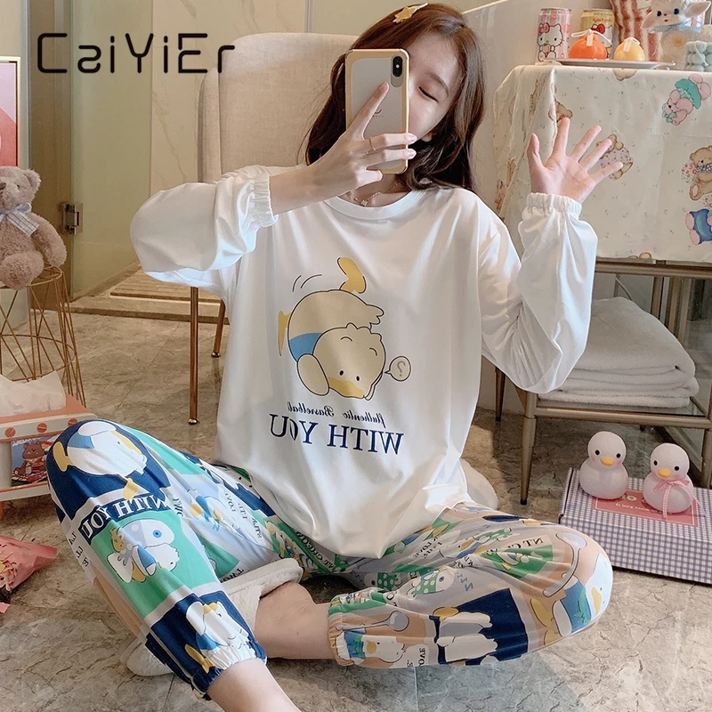 

Женская пижама с круглым вырезом, с длинным рукавом