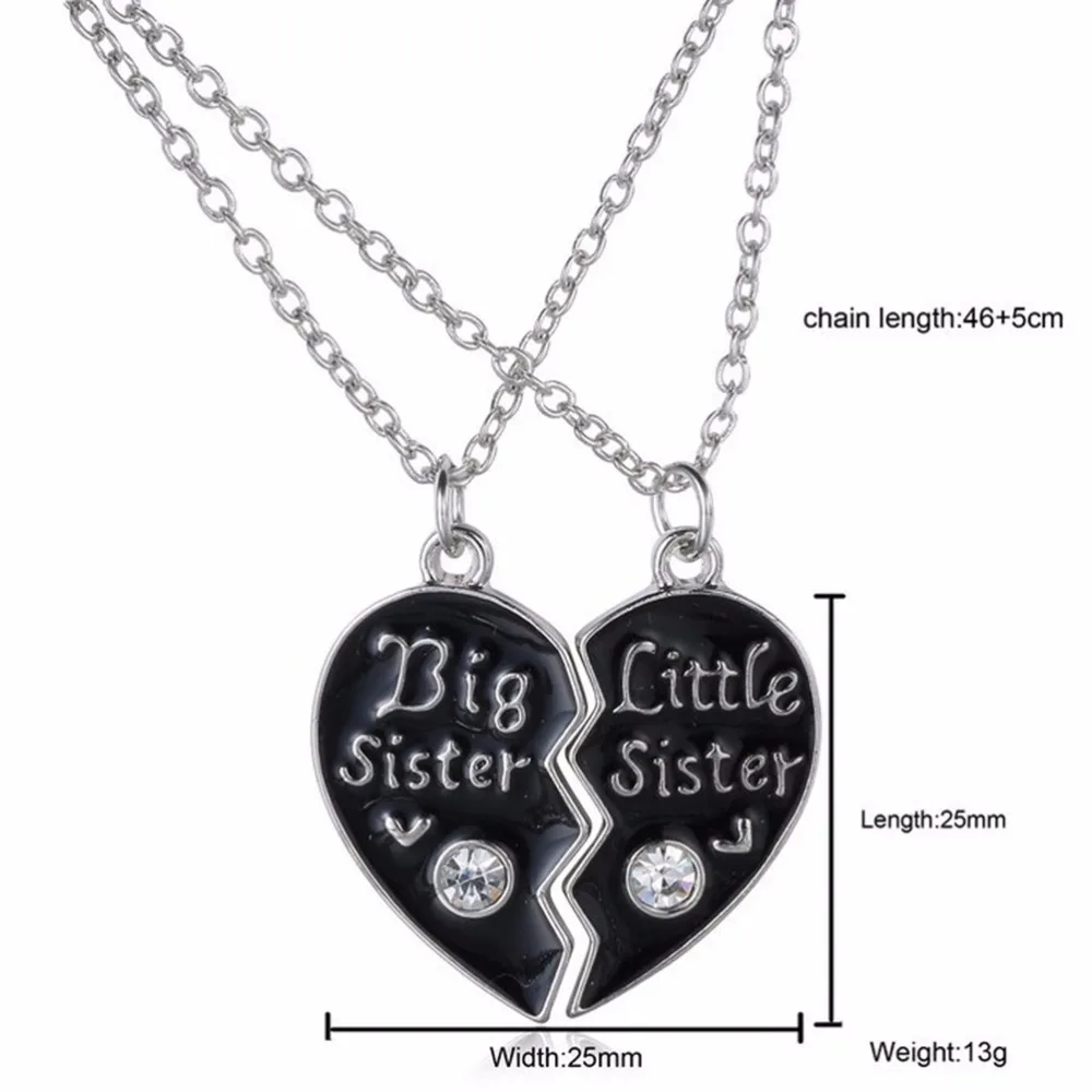 Broken Heart Style Pendant Necklace Chic Love Big Sister Little Chain Necklaces | Украшения и аксессуары