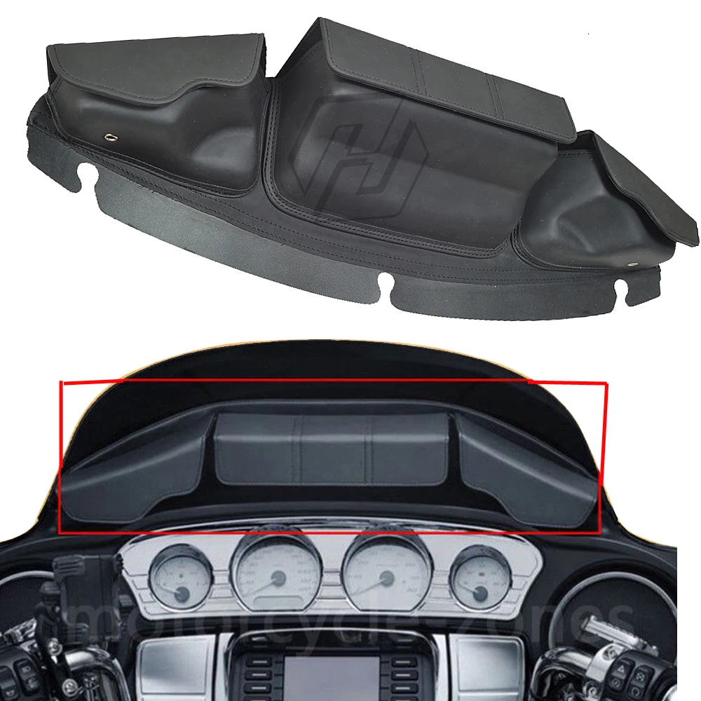 Черная мотоциклетная сумка с 3 карманами для лобового стекла Обтекатели Harley Touring