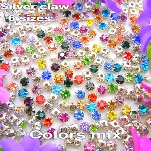 6 размеров, разные цвета, стеклянные Хрустальные Бусины, серебряный коготь