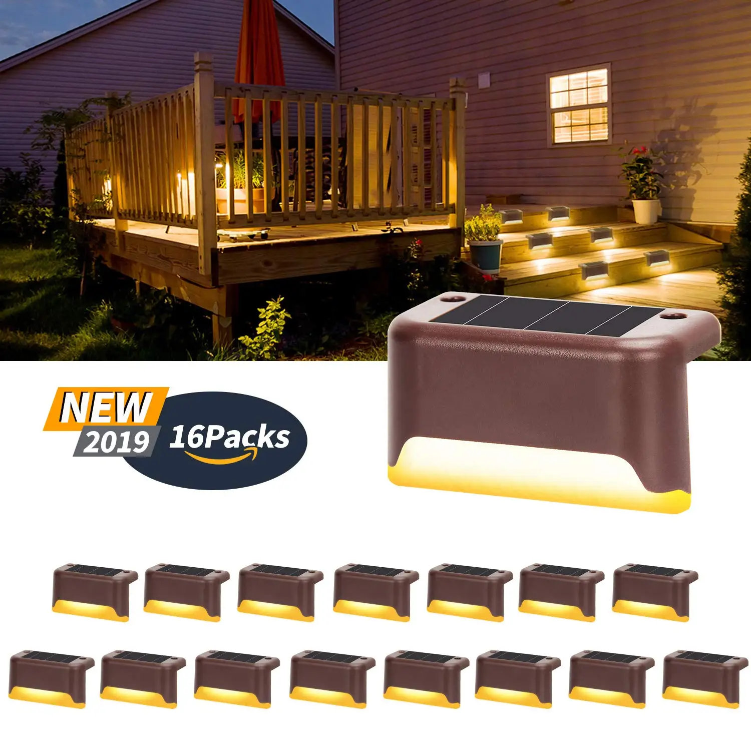 16 шт. ABS Патио Сад Белый теплый открытый светильник лестницы солнечное покрытие