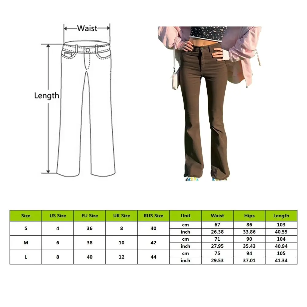 

Vintage Basic Brown Y2K Denim Jeans Women Streetwear Harajuku Stretch Flare Pants Joggers Cotton Trousers Fashion Cuteandpsycho