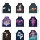 Слюнявчик из хлопка и льна с принтом космоса, Легкая очистка, астронавт, девушки и мужчины, Женский фартук, мужские фартуки, приблизительно WQ151