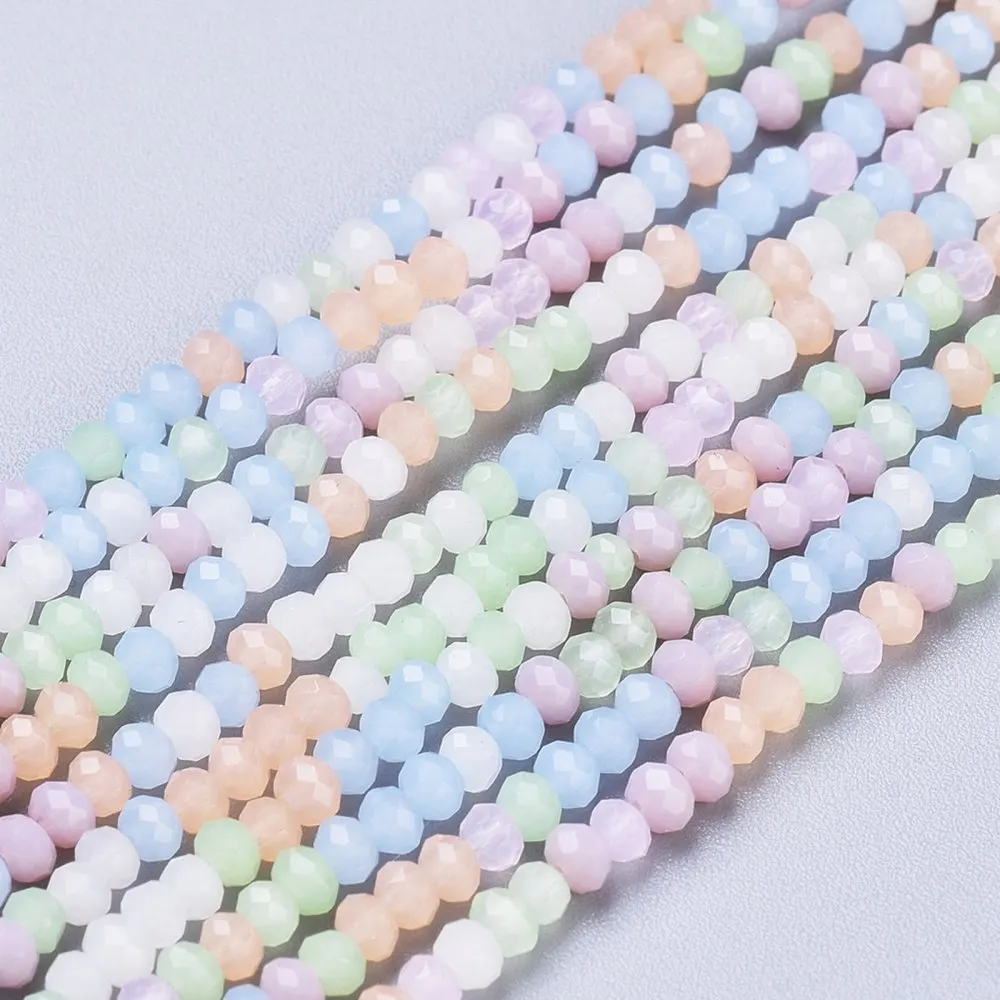 

10 Strand 3mm Colorful Opaque Glass Beads Strands Rondelle Faceted Beads for jewelry DIY making ,about 185pcs/strand
