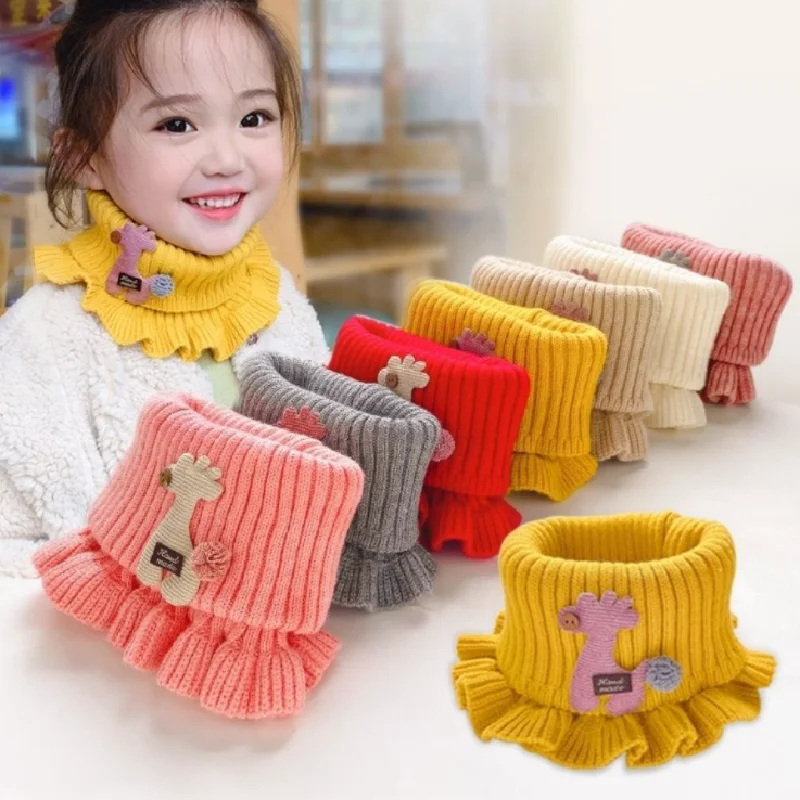 

Spring Autumn Kids Neckerchief Solid Color Children Knit Wool O Ring Neck Collar Boy Girl Outdoor Protect Winter Warm Baby Scarf