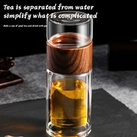 glass water bottles with stainless steel filter borosilicate double wall heat resistant cups portable drinkware glass bottle