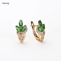 harong high quality stud earring elegant female punk vintage jewelry zircon romantic red green crystal earring girl gift