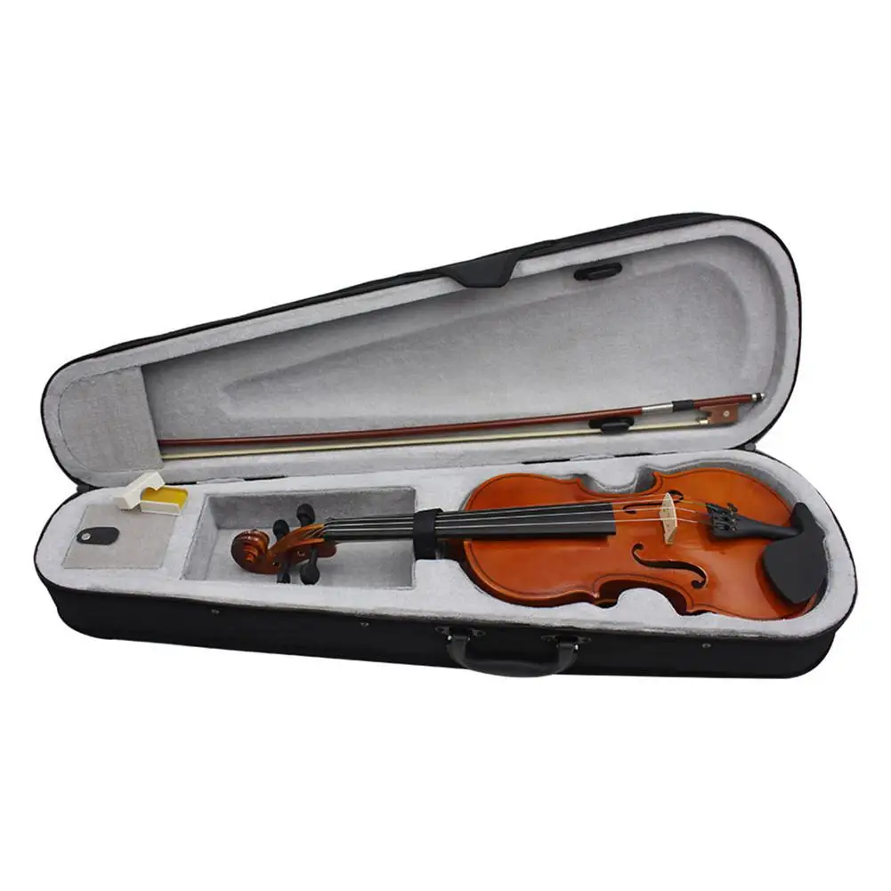 

quality Violin Natural Acoustic Solid Wood Spruce Flame Maple Veneer Violin Fiddle with Cloth Case Rosin Sets