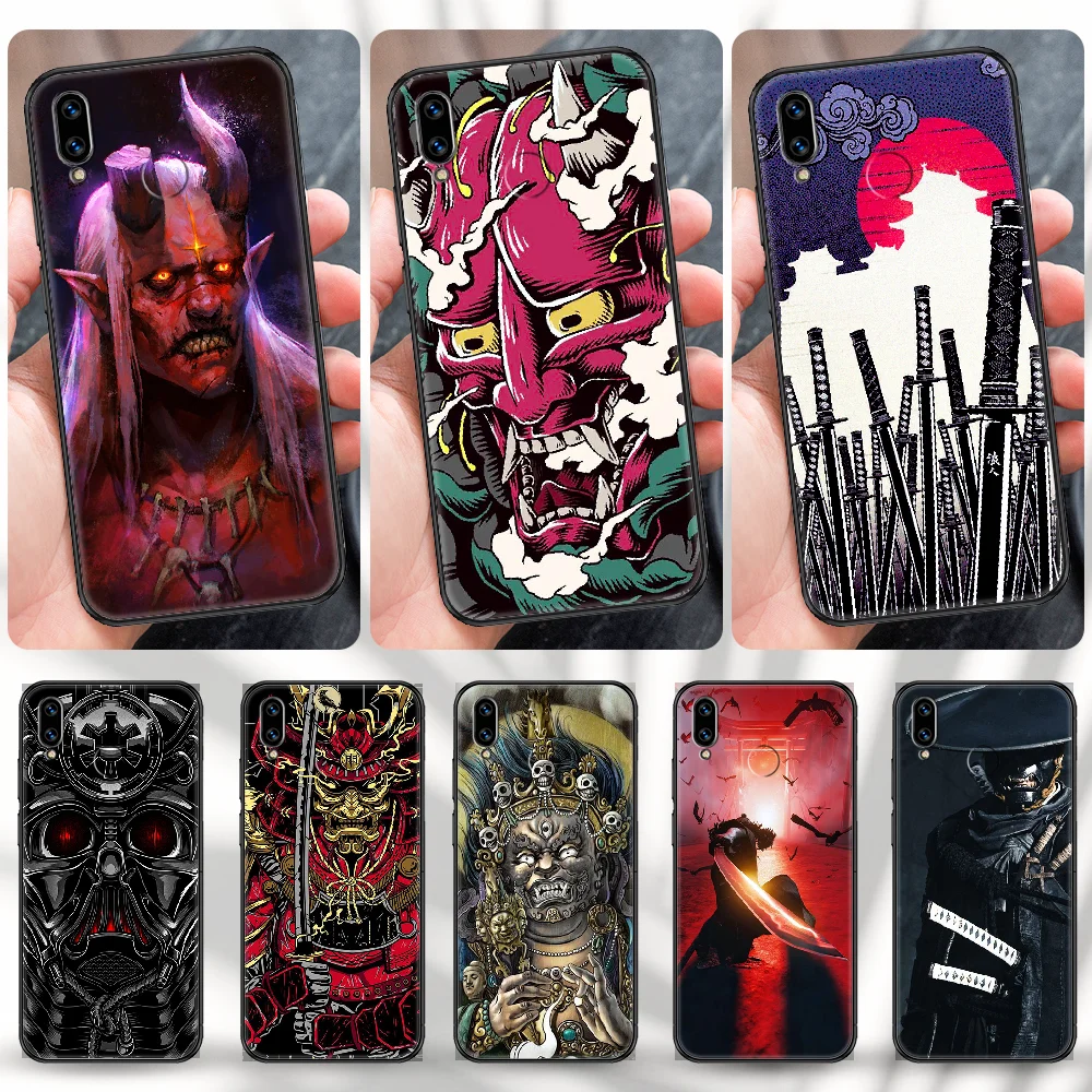 Чехол для телефона с японской маской Oni samurai Huawei Honor 6A 7A 7C 8A 8X 8 9 9X 10 10i 20 Lite Pro black art prime