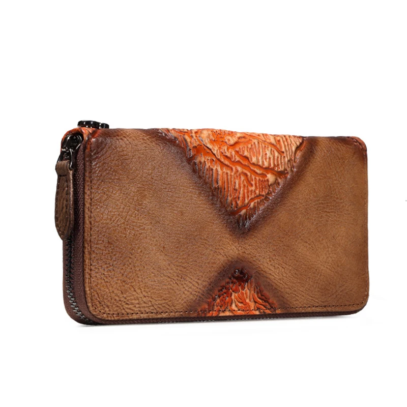 Женский Винтажный Длинный кошелек из натуральной кожи удобная сумочка на молнии