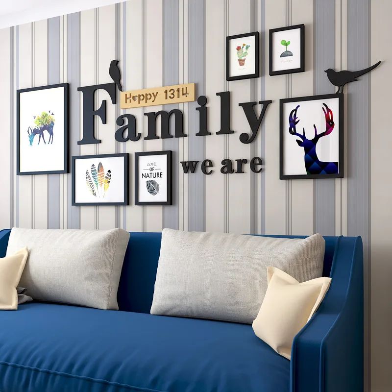 DIY Family Picture Frame Wall Hanging Photo Combination With Letter Modern Set Birds Elk Painting Art Decor | Дом и сад