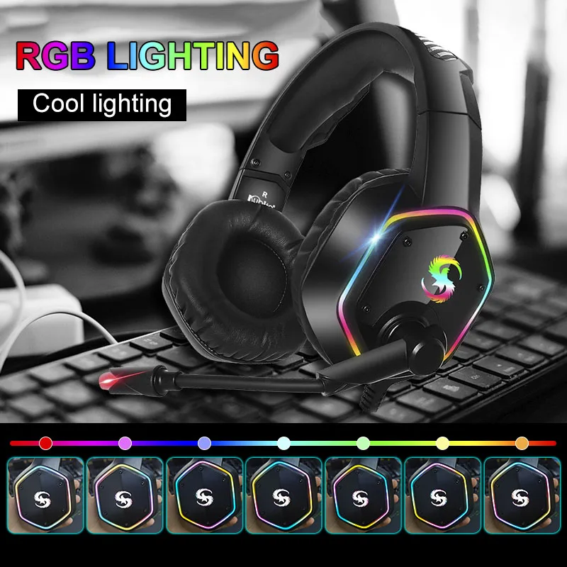 Гарнитура для игр 7.1 Professional Gaming Headset с микрофоном для ПК, Xbox One и геймеров, обеспечивающая окружающий звук и световую подсветку RGB.