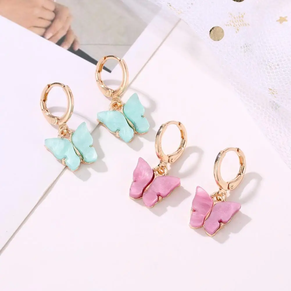Butterfly Dangle Earrings For Women Fashion Color Luscious Korean Acrylic Drop Boho Version Jewelry I0L6 | Украшения и аксессуары