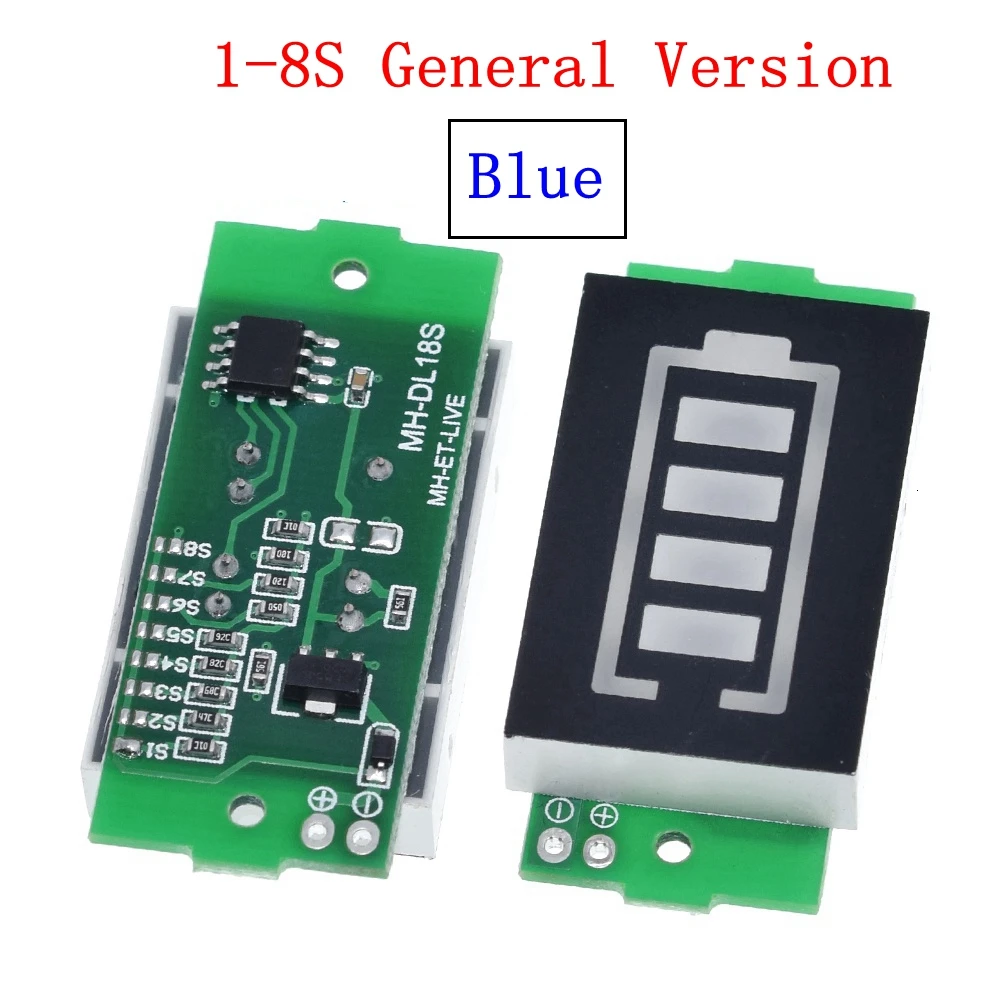 1-8S Blue General 1S 2S 3S 4S одиночный индикатор емкости литиевой батареи 3,7 V синий дисплей тестер мощности литий-ионной батареи для электромобиля 4,2 V - Цвет: 1-8S Blue General