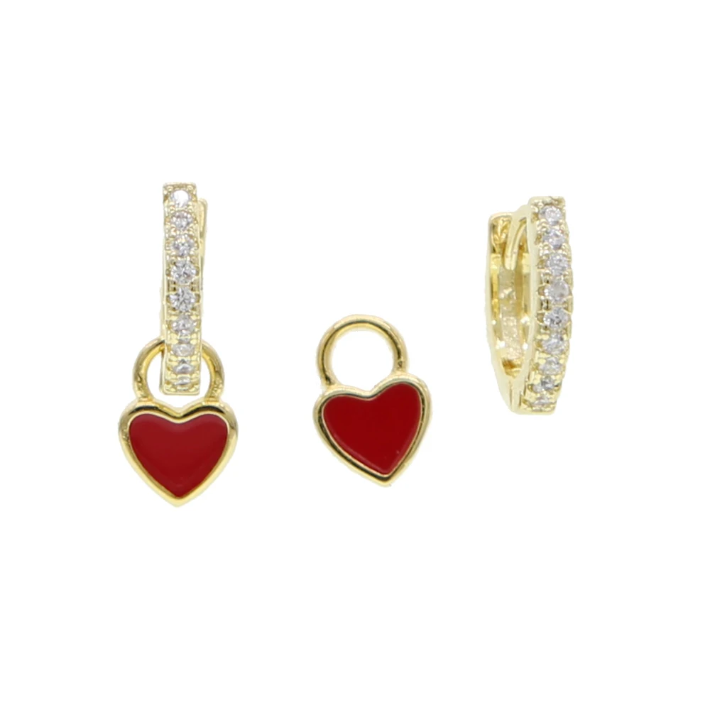 Candy Colorful Earrings Paved With Romantic Cz 4 Colors Rinbow Heart Shape Charm Jewlery For Wedding Gift 2021 New | Украшения и