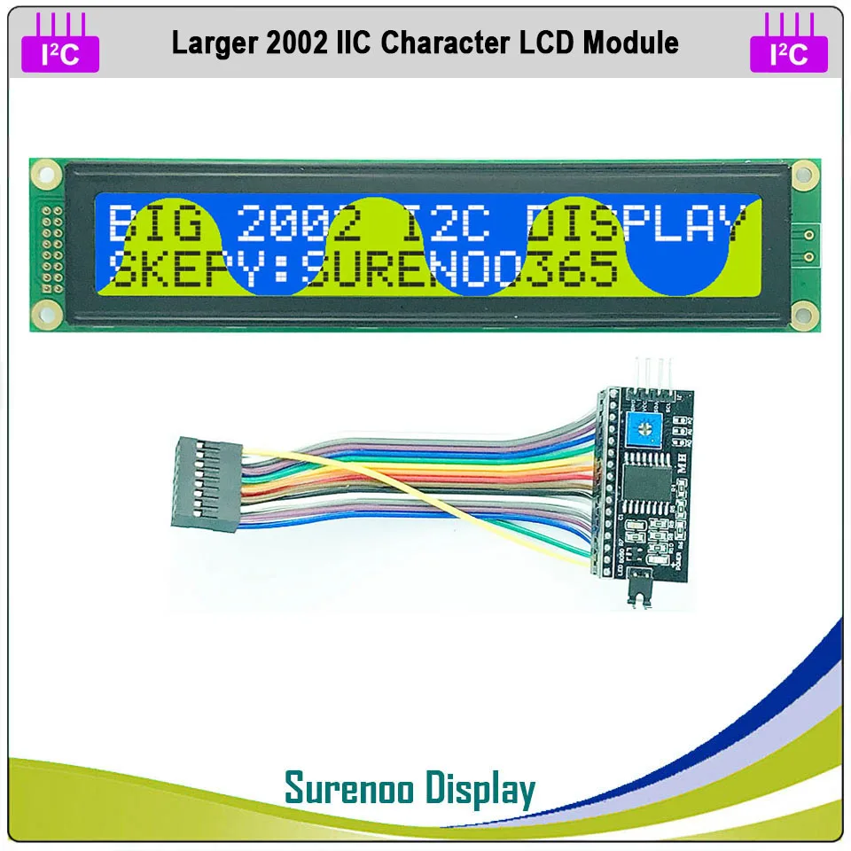 Последовательный большой ЖК модуль IIC / I2C TWI 2002 202 20*2 символа желтый зеленый синий