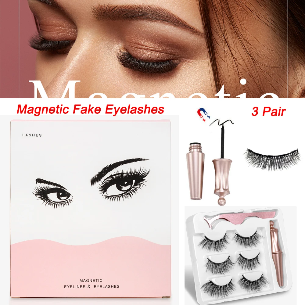3 пары магнитные ресницы натуральные длинные подводки для глаз и накладные