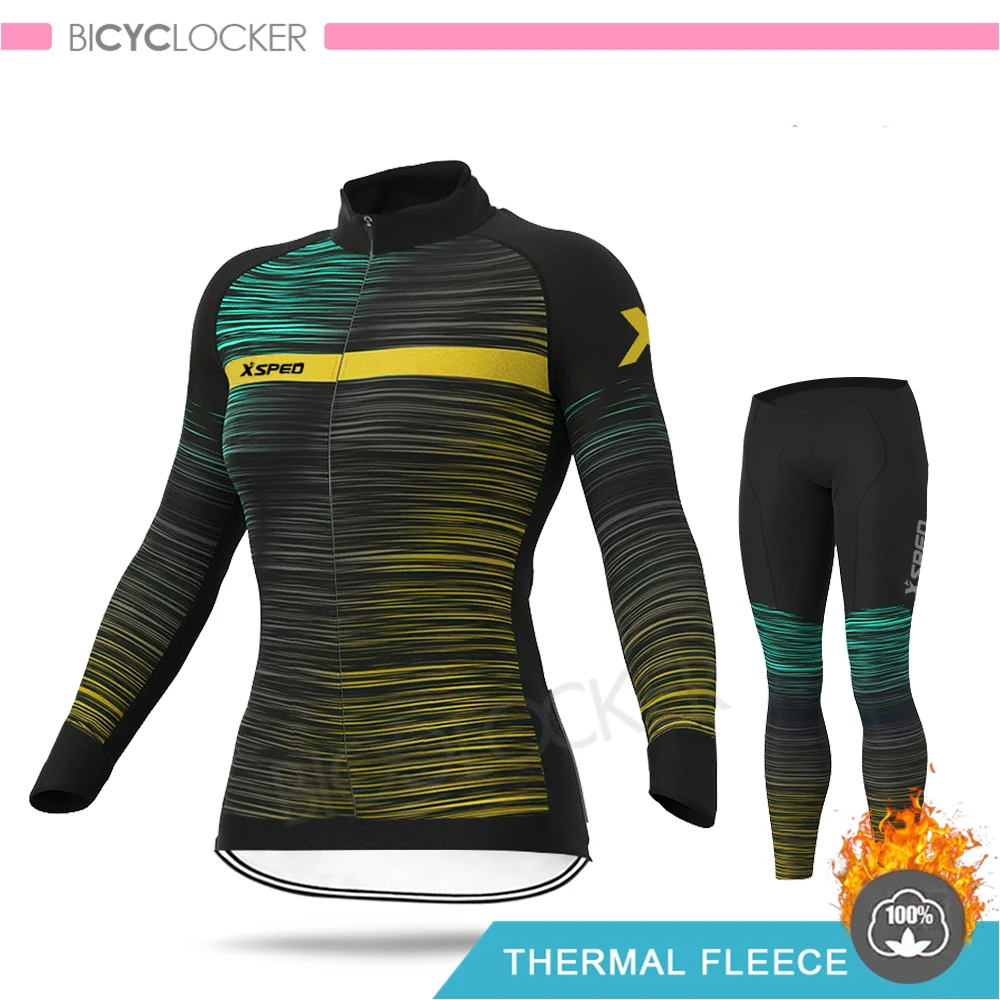 Normal Cycling Set Женская зимняя новая велосипедная одежда, комплект Джерси для велоспорта, Теплая Флисовая одежда Aleing, женская форма для шоссейного велосипеда, костюмы, одежда для верховой езды - Цвет: Normal Cycling Set