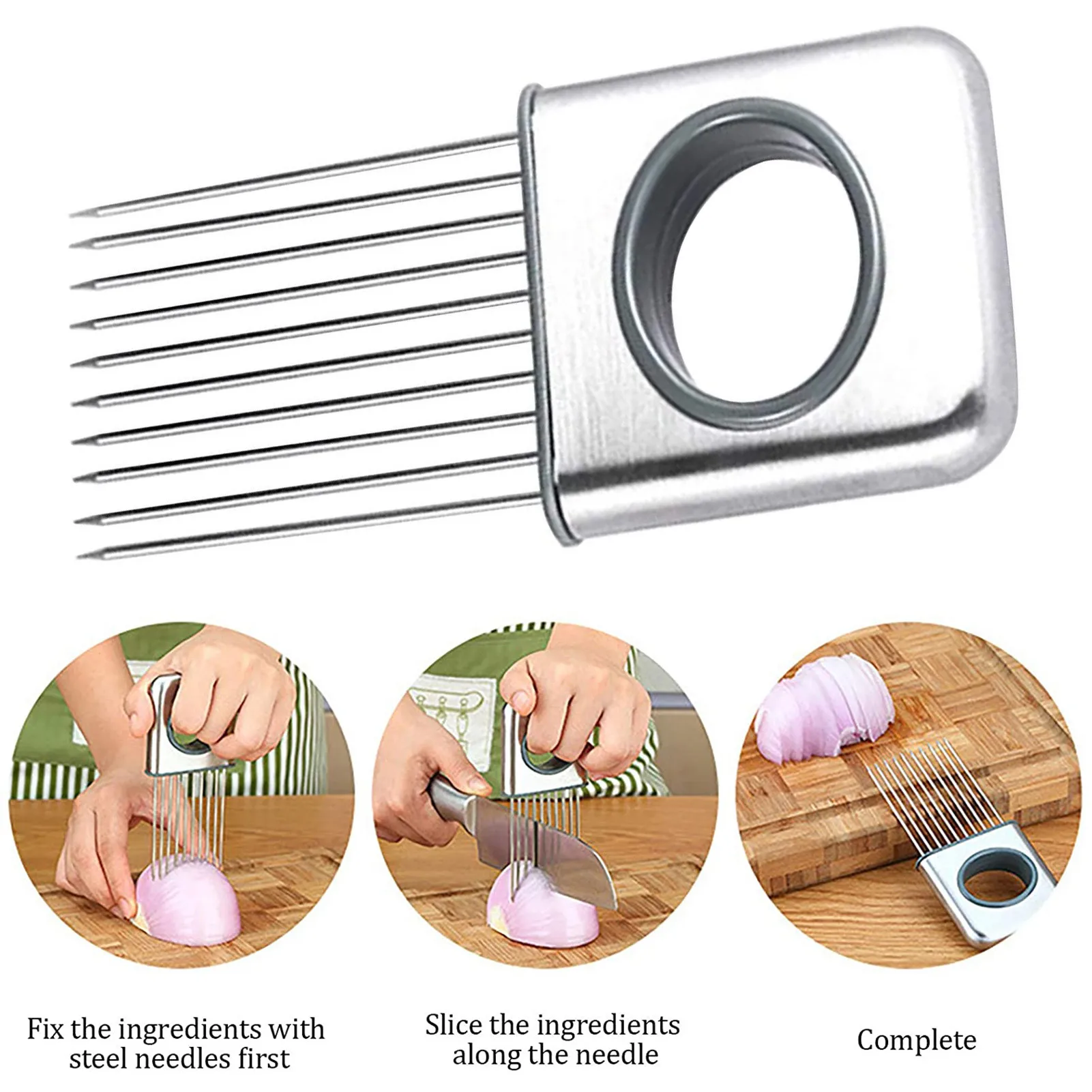 

Food Slice Gadget Onion Holder Slicer Food Fruit Vegetable Cutter Tomato Cutter Knife Kitchen Cutting Gadget