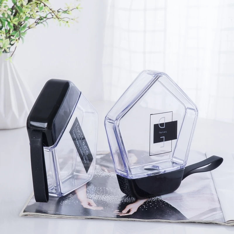 300 мл креативная пластиковая бутылка для воды с веревочной петлей плоский дизайн