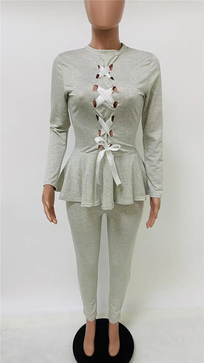 

Women's Two Piece Suits Black Pu Faux Leather Moto Biker Costumes O Neck Long Sleeve Bandage Crop Top & Skinny Legging Stretchy