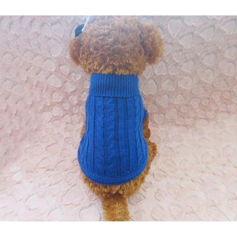 Дешевая теплая зимняя одежда для собак удобный вязаный свитер домашних животных