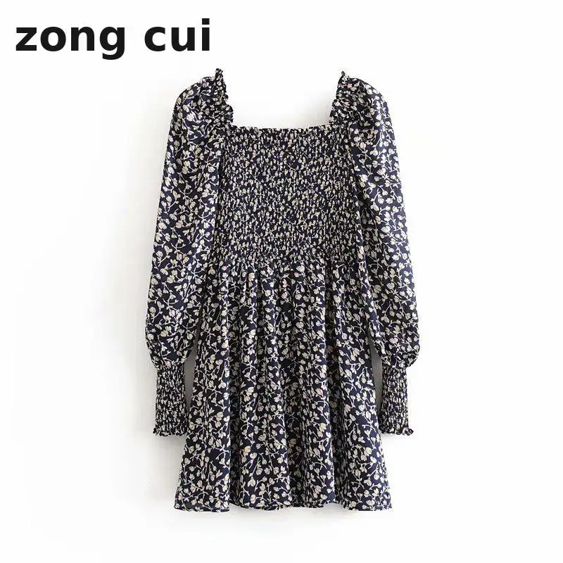 2019 Женская мини юбка с квадратным вырезом и принтом в стиле ретро авангардное