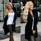 Кардиган HAASKEW, женский свитер, однотонный Модный Новый элегантный повседневный теплый длинный вязаный жакет с длинными рукавами и карманами, 2021