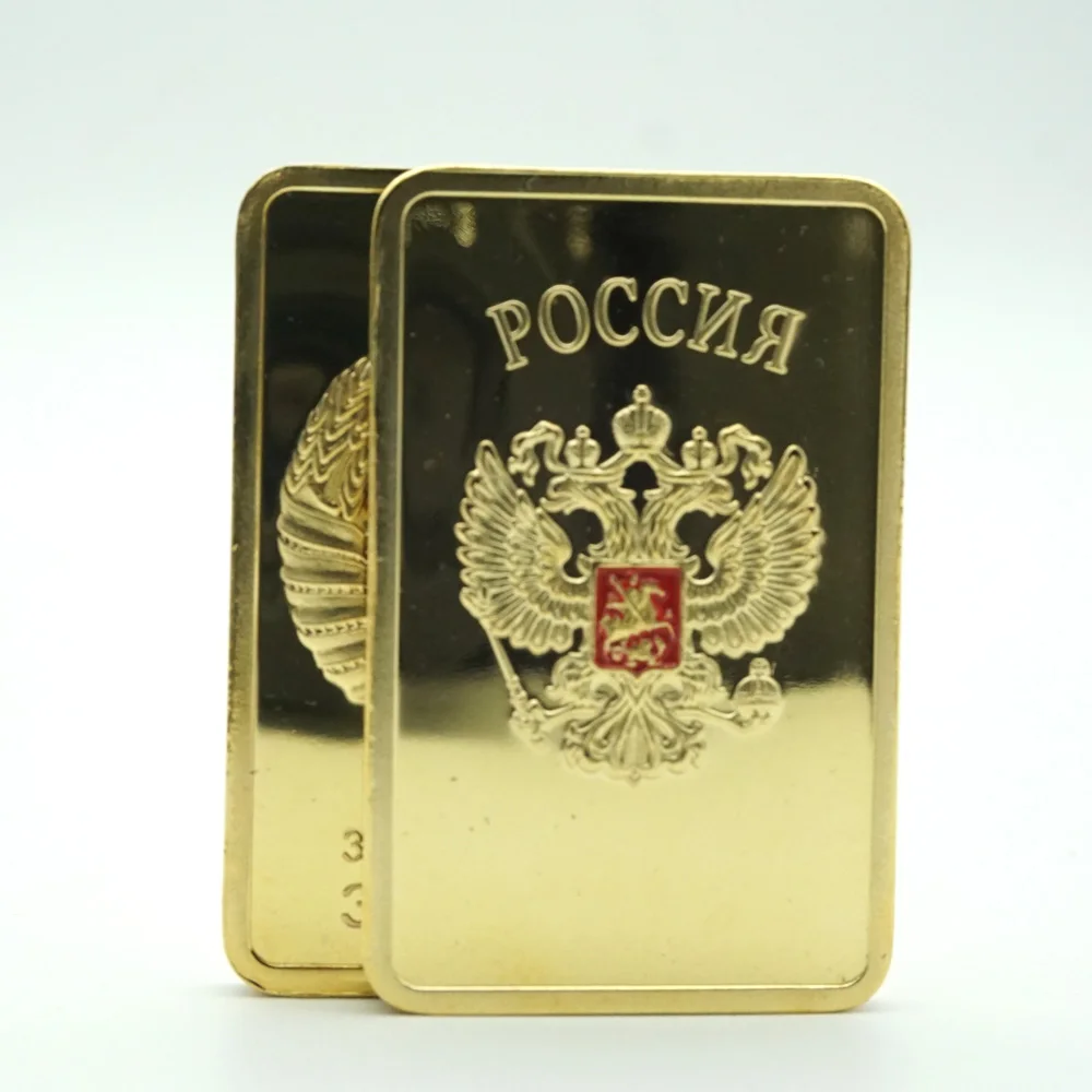 

10pcs/Lot USSR Soviet National Emblem CCCP Gold Plated Bullion Bar Russian Souvenir Coin