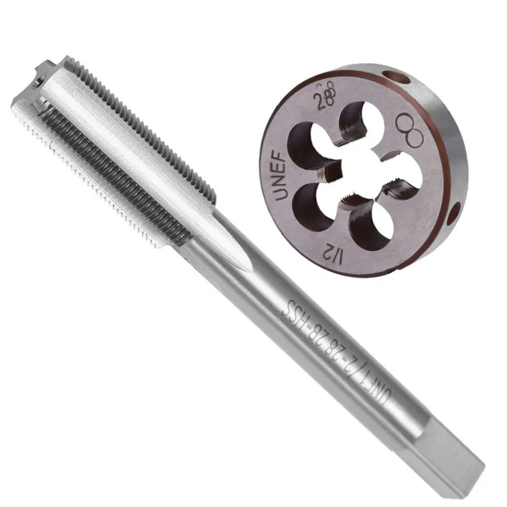 

2pcs/Set 1/2-28 UNEF Thread Tap Die UNEF HSS Right Hand For Molding Machine DIE Wrench Manual Processing Threads Woodworking