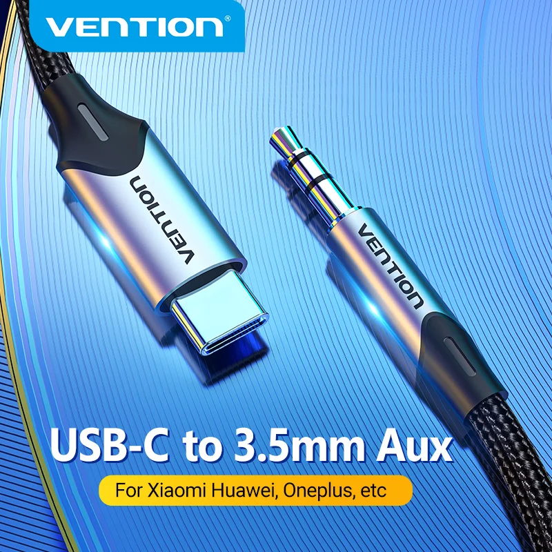 

Vention USB C to 3.5mm Type C to Aux Headphone 3.5 Jack Adapter Audio Cable for Huawei P40 nova7 Xiaomi Mi 6 9 10 Pro Oneplus 7