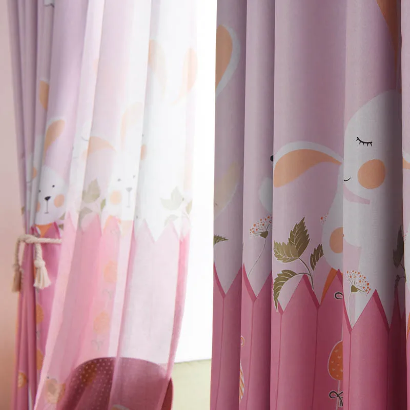 Мультяшные занавески с милым Кроликом полузатемняющие шторы хлопковые льняные