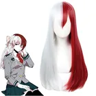 Парик длинный для косплея шото из мф Моя геройская Академия, термостойкий синтетический, с белыми красными волосами, для Хэллоуина, вечеринки, костюма, реквизит, парики
