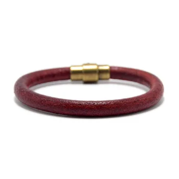 Brown Leather Bracelet for Men Women Copper Magnetic Clasp 5