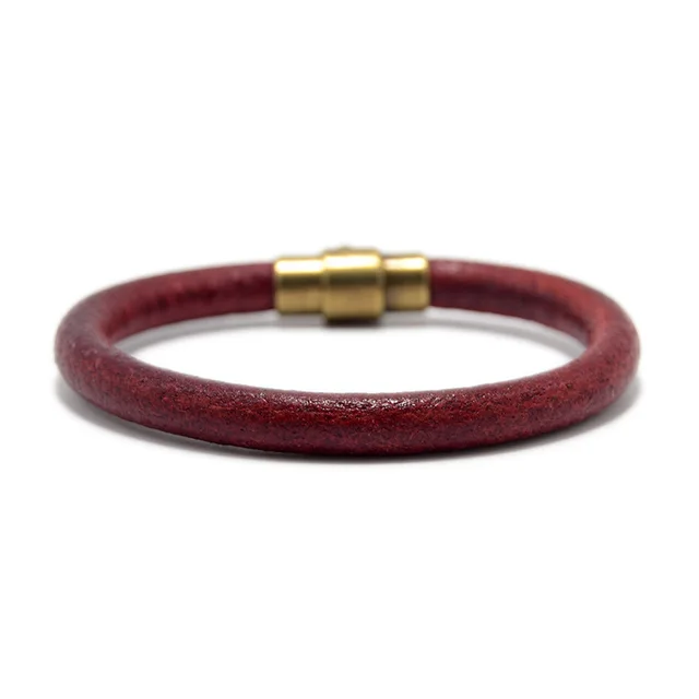 Brown Leather Bracelet for Men Women Copper Magnetic Clasp 5