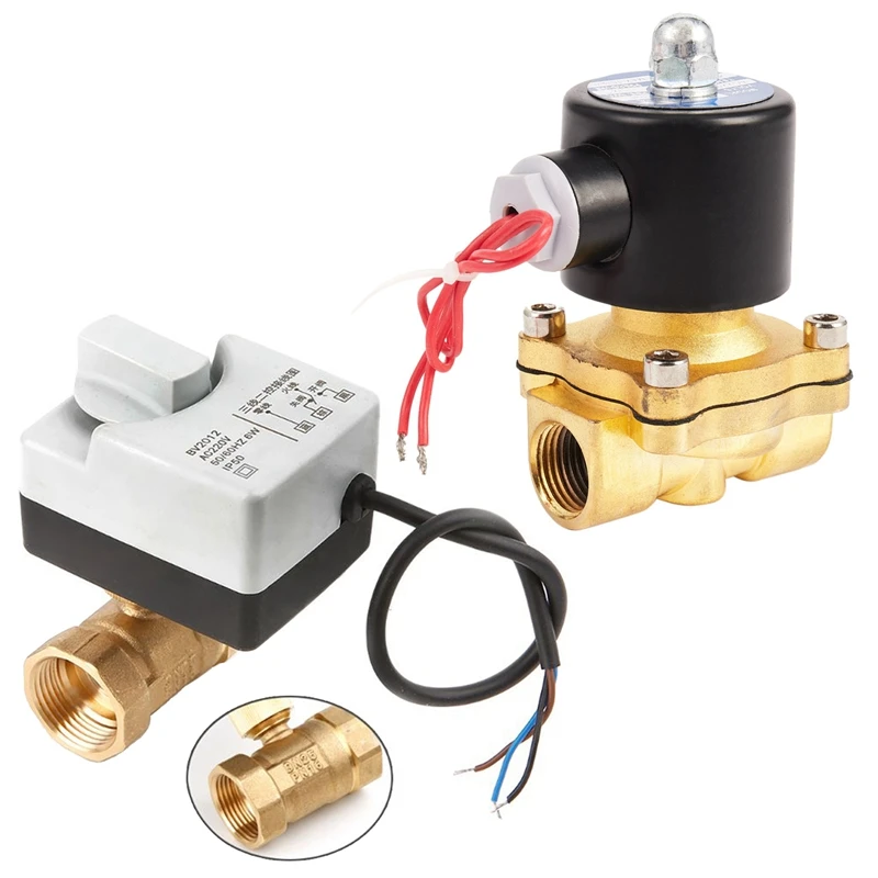 

220V DN15 1/2in Electric Normal Closed Valve Electromagnetic Valve with Ac220V Dn25 2 Way 3 Wires Motorized Ball Valve